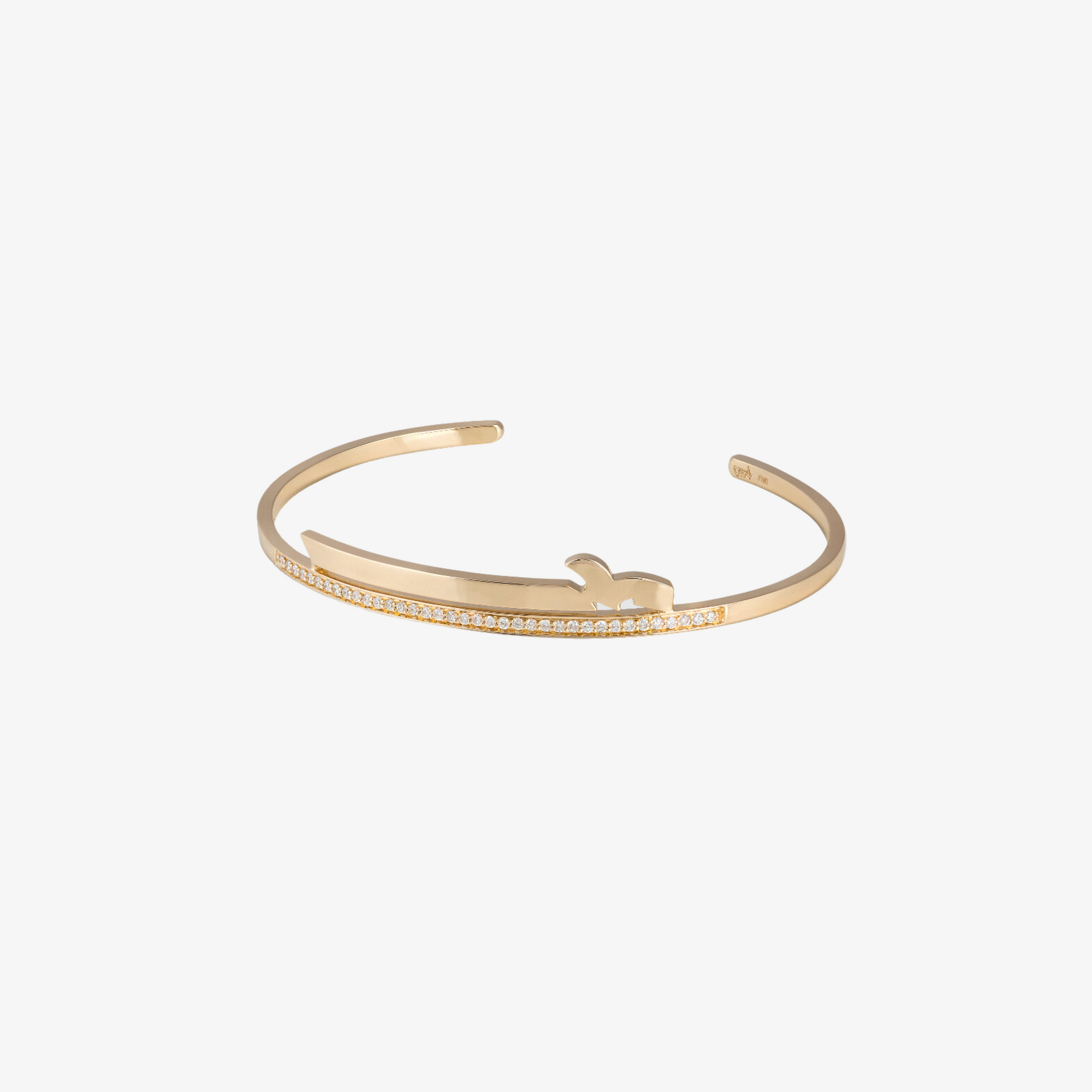 HOBBI —  18K Gold Stretched Letter & Diamond Cuff