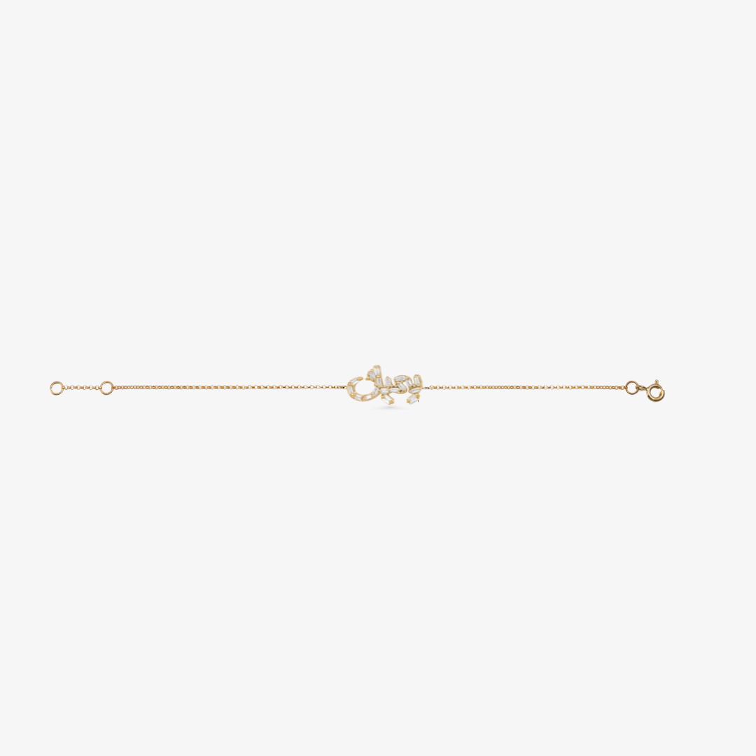 HOBB — 18K Gold Baguette Diamond “I Love You” Bracelet